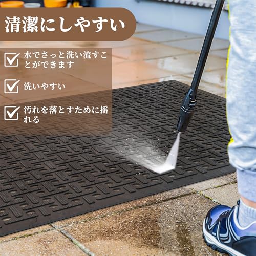 mylystar ゴムマット 有孔 滑り止めマット屋外 90cm×150cm 高規格3mm厚 強化型 耐久性アップ 駐車場 ゴムマット 玄関マット 屋外 泥落とし 屋内 転倒防止 業務用 介護施設 歩行 通路 風呂 浴室 [4]