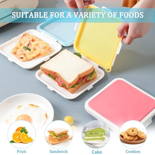 MdakeGo Sandwich Containers, Silicone Sandwich Storage with Snap-Off,Sandwich Box for Lunch,BPA Free,Leakproof, Reusable Plastic Sandwich Holder for Fruit,Salad,Snacks and Food Storage (blue) by MdakeGo - Used condition - Image 5