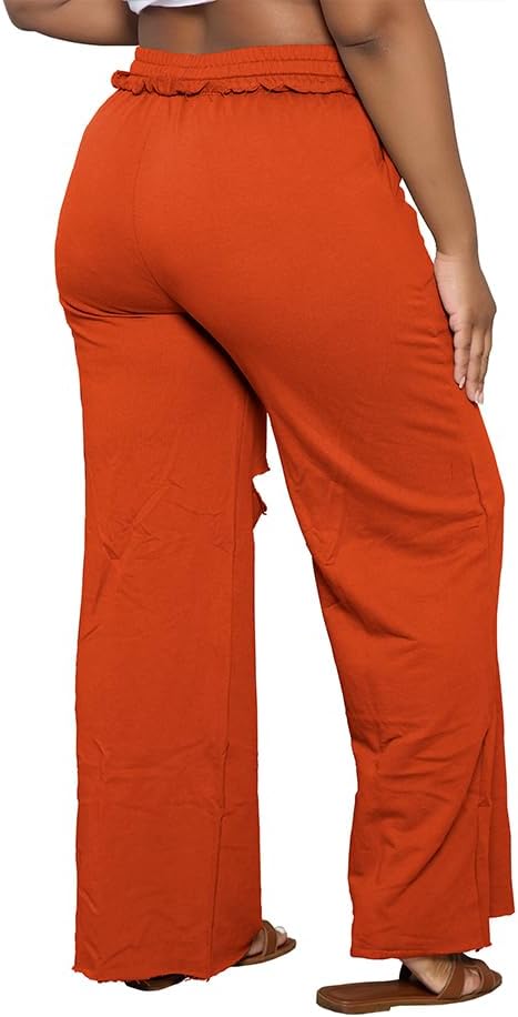 PINSV Wide Leg Pants for Women Drawstring Baggy Casual Sweatpants - Image 4