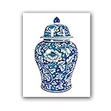  Pot de gingembre Bouquets Chinoiserie Décor Toile Impression Floral Botanique Affiche Oriental Vase Roses tableaux Porcelaine Pot-50x68cm No Frame