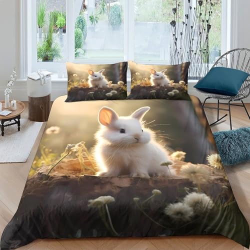 Parure de lit lapin mignon en microfibre de qualité supérieure et impression 3D