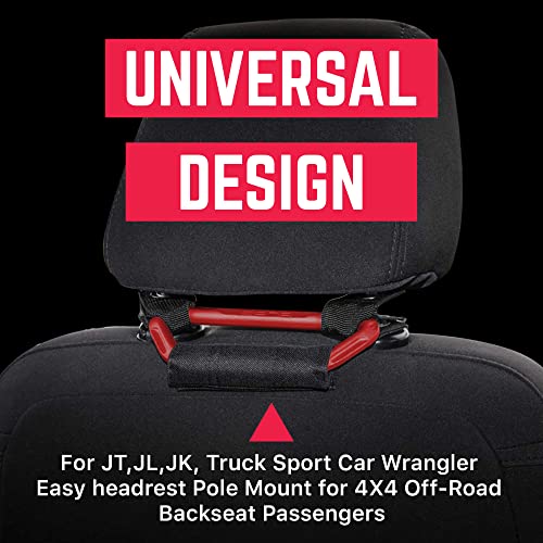 Gp Backgrip Pro, Universal Car Grab Handles For Headrest, Hand Grips For Jeep Jk, Jt, Jl, Wrangler, Car Handle Assist For Elderly/Young Riders, Jeep Accessories, Aluminum, Firecracker Red, Pack Of 2 #TOP1