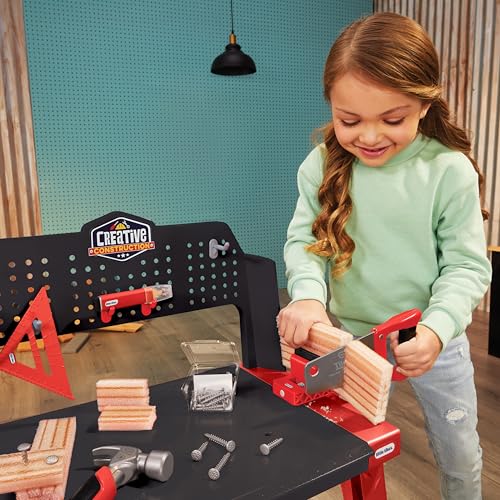 Little Tikes Creative Construction Workbench - Include 15+ Accessori, Set Di Costruzioni Per Gioco Di Finzione, Per Bambini. Età 3+ - 5