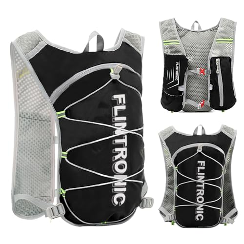 Flintronic Zaini da Corsa, Zaino con Gilet Idrico da Corsa Leggero con Design Riflettente, Pacchetto Gilet Idrico per Donna Uomo Arrampicata all'aperto Escursionismo Ciclismo Bicicletta