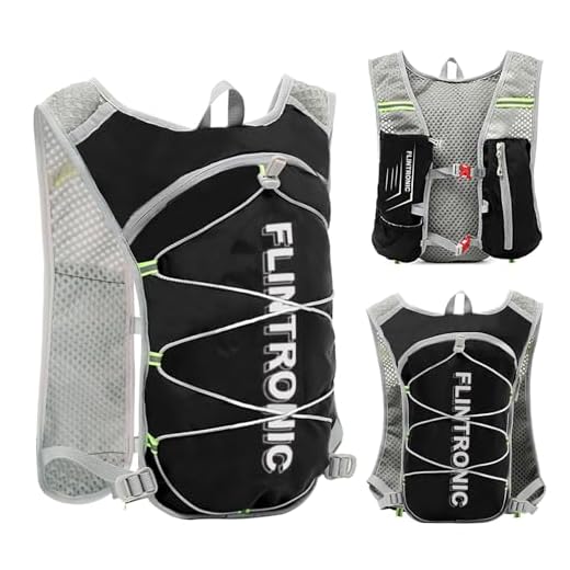 Flintronic Chaleco Hidratacion Trail Running Mujer Hombre, Ligero Chaleco de Hidratación Ultraligero, Mochila Hidratacion, para Bici Running, Ligero Deportes, Negro