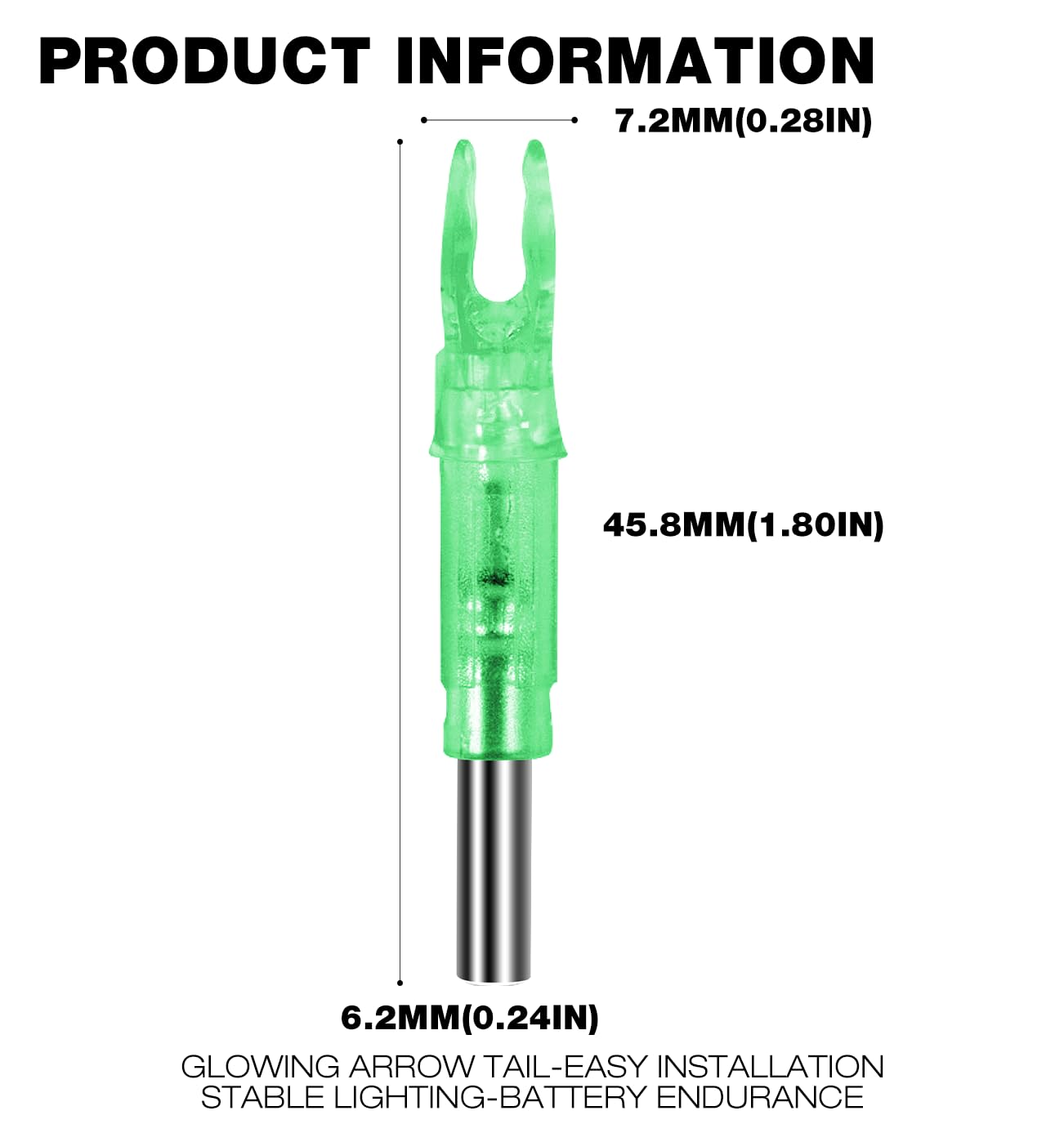 Pacify 12 Pcs Lighted Arrow Nocks, Light up Nocks for Arrow .244/6.2mm Lighted Knock for Archery Hunting (Green-12PCS)