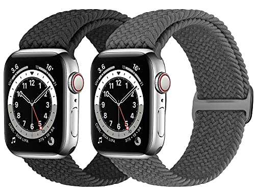 Runostrich Geflochtenes Solo Loop Armband Kompatibel mit Apple Watch 45mm 44mm 42mm 41mm 40mm 38mm, Gewebtes Dehnbarer Ersatz Armband für iWatch Series 8/7/6/SE/5/4/3/2/1 Herren Damen Cover
