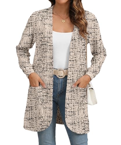 Image of YSYOKOW Cardigan Sweaters for Women Long Sleeve Open Front with Pockets | Long Cardigans for Women Lightweight Soft Casual Dressy Loose Fit Cardigan Sweater with Pockets for Work and Office