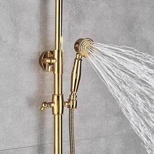 Robinet de douche mitigeur ensemble de douche à effet pluie de 8 pouces mural or