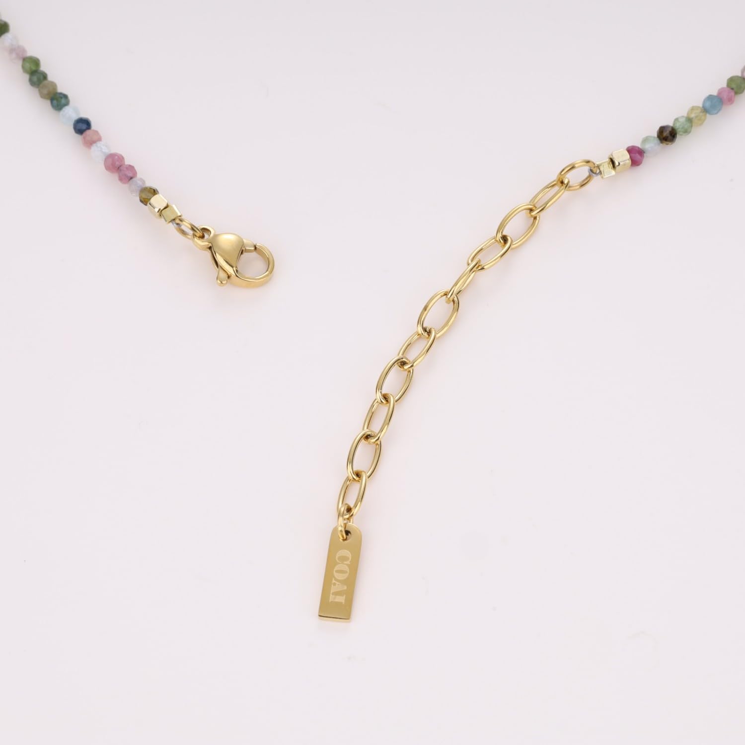 COAI Collana da Donna con Perline di Pietre Naturali, Collana Fina Stile Minimalista da Donna Leggera per l'Estate