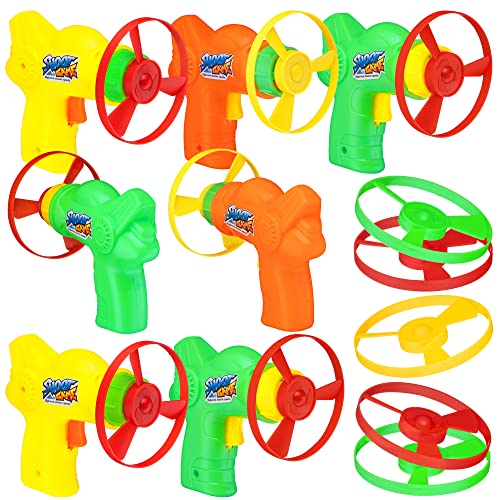 Srenta 12 Pack Flying Toys Disc Shooters For Kids, Interactive Cat Fetch Toy Spinning Toy Flying Saucer Disc Launcher Indoor & Outside Toys, Flying Toy Frisbees Party Favor, Cat Toys Flying Propellers #TOP7