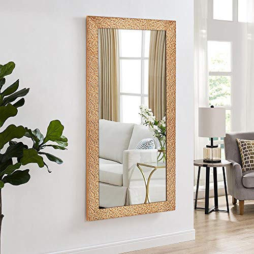 Hans & Alice Large Rectangular Bathroom Mirror, Wall-Mounted Wooden Frame Vanity Mirror