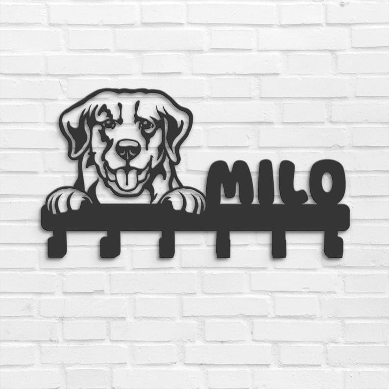 Personalized Peeking American Bully Dog Metal Wall Hook Rack – Custom Leash, Key, and Coat Holder for Entryway or Porch (American Bully Dog)