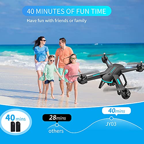Drone With 1080P Hd Camera For Kids And Adults ,Zuhafa Jy03,Wifi Fpv Transmission Rc Quadcopter For Beginner,Gesture/App Control, Altitude Hold, Headless Mode, 3D Flips, 2 Batteries 40 Minutes Flight Time #TOP4