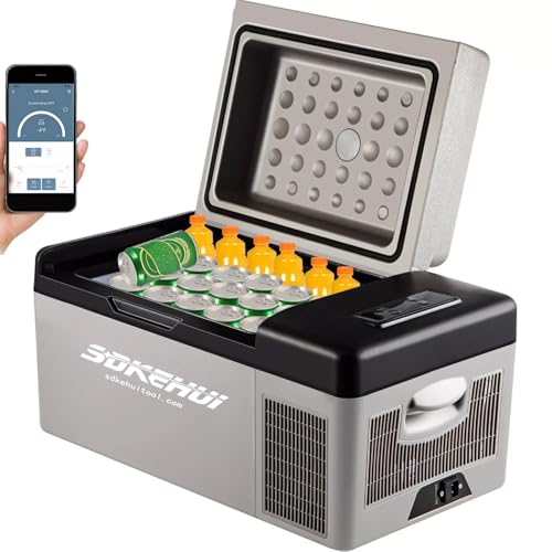 SDKEHUI Mini frigo portatile congelatore elettrico, 12 V/24 V, scatola frigo per auto, 20 l, compressore elettrico da -20 ℃ ~ 20 ℃, per auto, camion, barca, RV con connettore USB [classe di efficienza