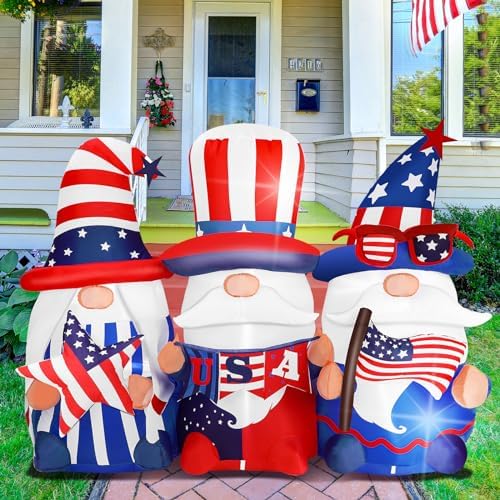Lunmon 5 ft 4th of July Inflatable Gnome Outdoor