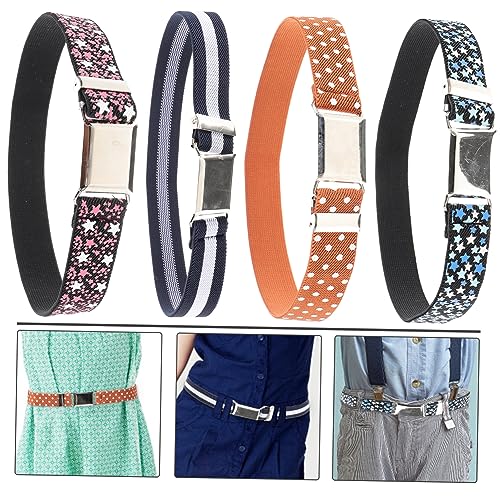4 pcs Elastic Waist Belts Stretchy Boys Belts for Jeans Skirts Casual and Formal Wear with Stylish Patterned Design3