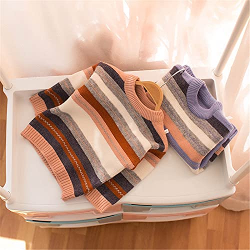 Yiqinyuan Kids Boys Sweater Autumn Winter Knitted Cotton Toddler Clothing Kids Striped Sweater for Boys Outerwear Coat Blue 1T2