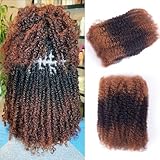 Afro Kinky-Curly Human Hair Bulk for Twist, Dreadlocks Making, Repairing and Extending Locs,100% Afro Kinkys Bulk Human Hair Ombre color, 50g/pack Can be Dyed (#30/1B/#30) (12inch)