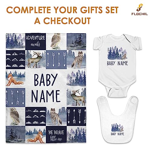 Flochil Personalized Baby Blankets, Custom Baby Blanket - Baby Blanket With Name For Boy, Best Gift For Baby, Newborn Deer Plush Fleece (30X40) #TOP6