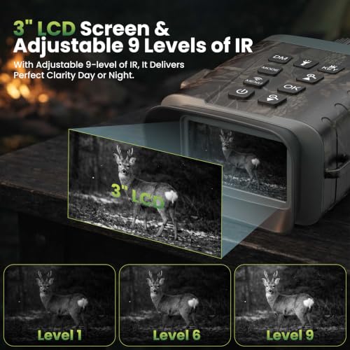 Image of Night Vision Goggles with Rangefinder - 4K Video, WiFi App Connection, 18X Zoom, 5000mAh Battery, 32GB Card, 1200Yd Measurement, 1968Ft Night Vision Range, Wildlife Observation, Gift for Dad & Men