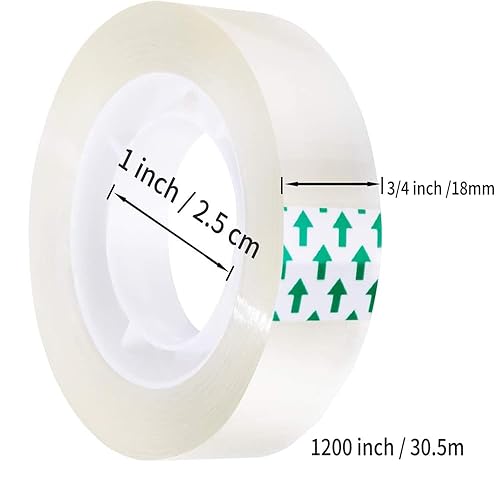 Miniatura 2 de Paquete de 45 cintas transparentes transparentes de 0.709 in, 3/4 x 1200 pulgadas, rollo de repuesto para oficina, hogar, escuela