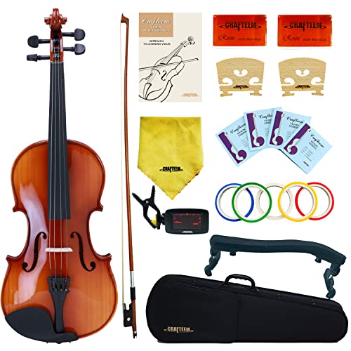 Crafteem Spruce And Maple Solid Wood Violin Outfit For Beginner Kids & Adults -Craft Your Perfect Sound And Begin Your Musical Journey With Confidence. 4/4 Full Size #TOP6