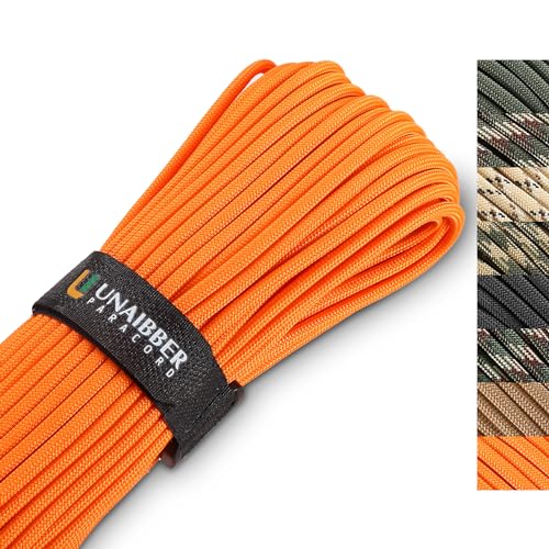 Unaibber Paracord 4mm,Paracord 550 (20/30/40M) Schnüre Seil 7 Kern-Strängen,Nylonseil Paracord aus reißfestem 100% Nylon Paracord hält bis zu 250kg für Survival Camping (Orange, 40 Meter)