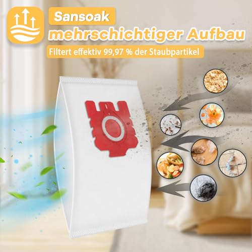 8 Stück Staubsaugerbeutel für Miele Hyclean Pure FJM Staubsauger Complete C1 Compact C1 C2 S24 S256i S290 S299 S300i S399 S500 S578 S700 S799 S4 S6 Series, mit 2 MotorFilter und 2 Abluftfilter