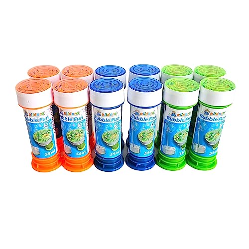 alldoro 63072 - Bubble Fun Seifenblasen 12er Set, je Dose 55ml Seifenlauge mit Pustestab und Labyrinth Spiel im Deckel, 12 Stück für Hochzeit & JGA, für Kinder ab 36 Monaten & Erwachsene, Mehrfarbig