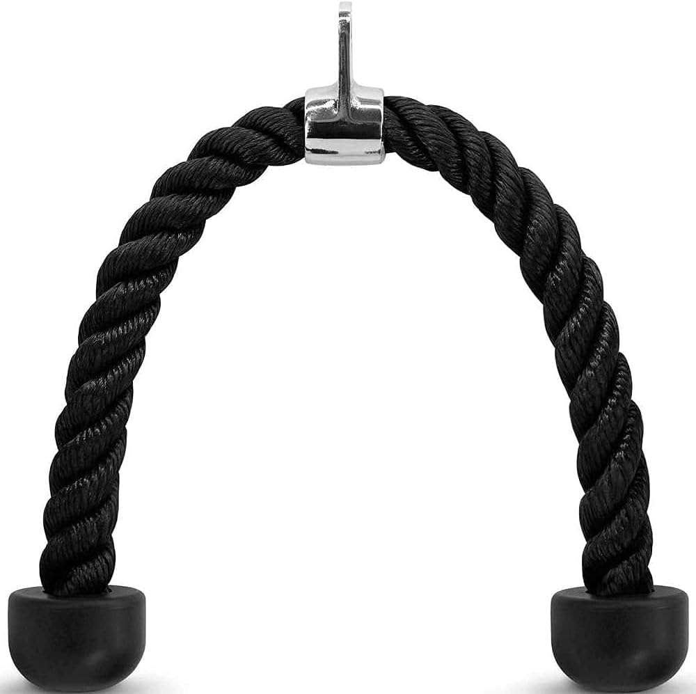 FITNESS MANIAC USA Heavy Duty Home Gym Press Down Cable Attachments | Multi-Option: Solid 30 Inch Curl Bar, Tricep Rope