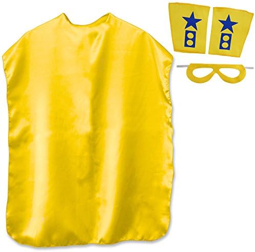 Children's Superhero Cape with Mask and Armbands (Yellow)