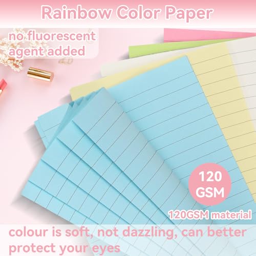 A6 Farbig Liniertes Nachfüllpapier, 100 Blatt / 200 Seiten, Nachfüllpapier Nachfüllbare Refill Paper Nachfülleinlagen für A6 6-Ringbuch-Notizbuch für Büro, Schule, Zuhause, 5 Farben