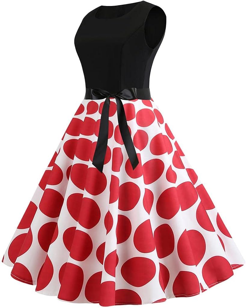 スイングワンピース Yuwyop ウィンテージスタイル ファッション カクテルドレス フレアワンピース 丸首 ベルト付き レトロ Aライン ノースリーブ パーティードレス 膝丈 お呼ばれ 結婚式ワンピース 着痩せ カジュアル フォマール 二次会 春夏 Perpustakaan Ithb Ac Id
