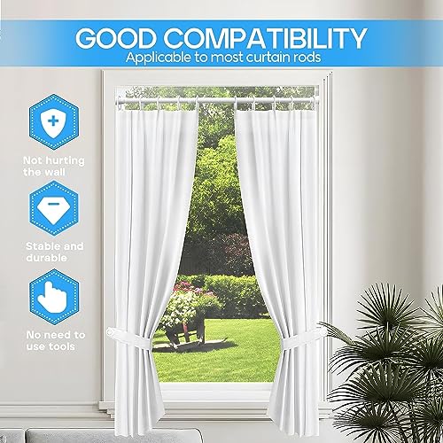 Image of Tension Curtain Rod White 1PCS Tension Rods for Windows 30 to 64 Inch Spring Curtain Rod Adjustable Tension Curtain Rod of Bathroom Window Curtain Rod Closet rod Kitchen rod Wardrobe