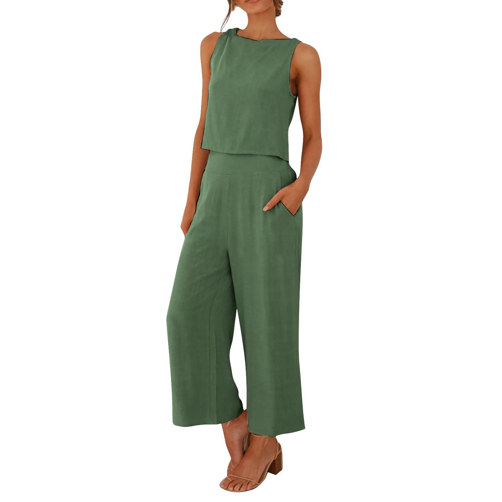 Femme Crop Top 2 Et Pantalon Set Style Parties Simple Eté Mode Elégante