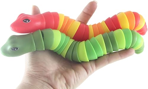 Miniatura 1 de Juego de 2 juguetes articulados grandes de serpiente articulada para inquietar, criatura en movimiento, único (2 serpientes de color aleatorio)