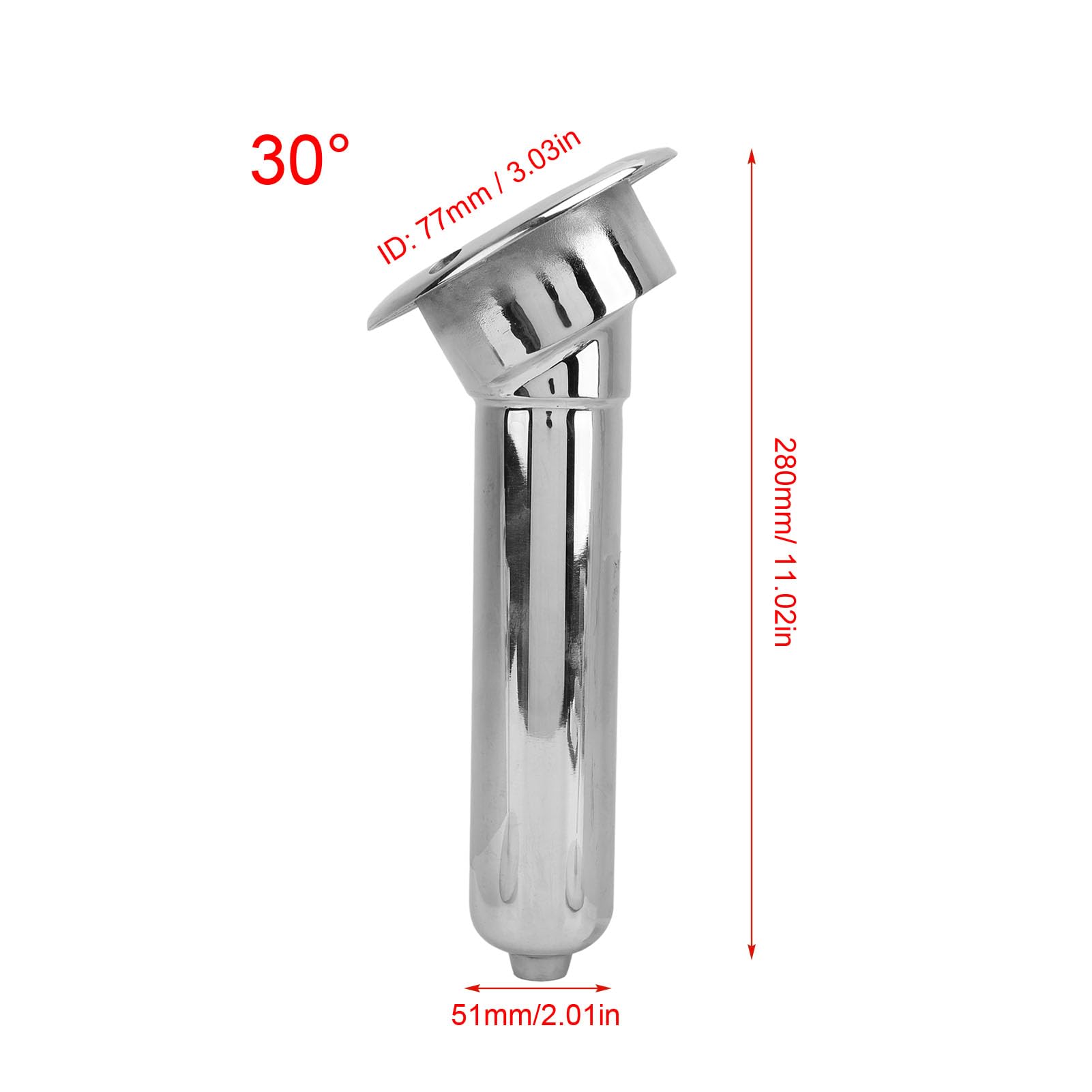 Portabicchieri per canna da pesca in acciaio inox, regolabile, lunghezza 280 mm, perfetto per yacht e barche
