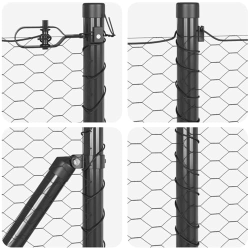 Zaunpfosten Grau 10 x 0,4 m (36 mm Maschen) aus Stahl und PVC, wetterfest, für Garten, Terrasse, Sichtschutz und sichere Einzäunung