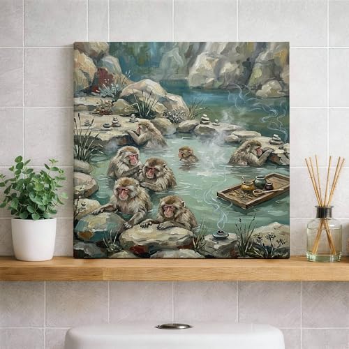 Lienzo de baño de invierno de 12 x 12 pulgadas para dar calidez a paredes frías y vacías
