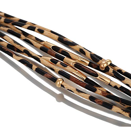 Leopard Bracelet for Women (7.68”) Multi Layered Animal Cheetah Print Natural Stone Braided Boho Leather Wrap Bracelet Jewelry4