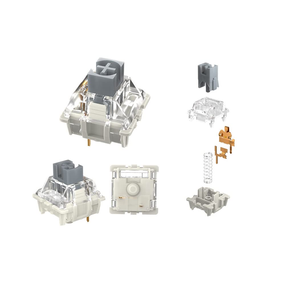 Gateron G Pro 2.0 Switch, 3Pin RGB SMD Linear Pre-Lubed G Pro Yellow/White/Red/Silver MX Stem Switch para Teclado Mecánico Personalizado para Juegos (Color : Silver V2, Size : 70PCS)