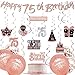WOJOGO 75th Birthday Decorations for Women, Rose Gold 75 Birthday Decorations For Women, Happy 75th Birthday Banner Hanging Swirls Birthday Cake Topper Balloons Decor Kit for Party Supplies
