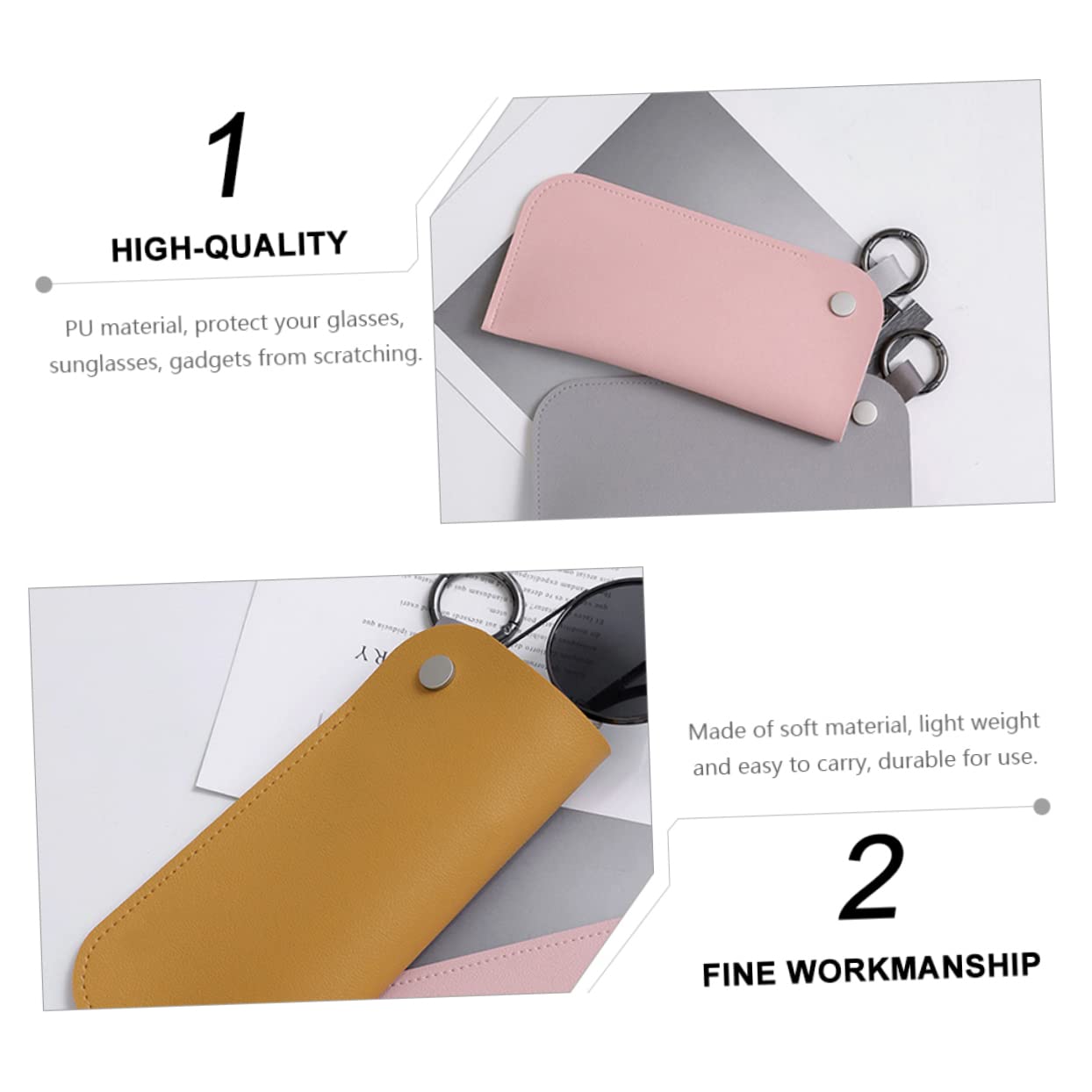 VALICLUD 6piezas Estuche De Gafas De Sol Con Anillo Bolsa De Almacenamiento De Gafas De Organizador Portátil De Pu Para Uso Diario y Viajes