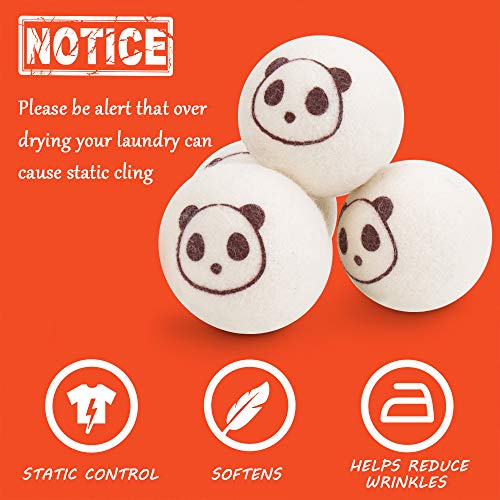 image for Wool Dryer Balls - Cute Panda - Reusable Premium Quality Organic Eco P