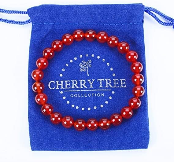 Miniatura 4 de Pulsera de ágata roja para hombres y mujeres pulsera elástica con cuentas de piedras preciosas unisex de 0315in cuentas redondas de piedras