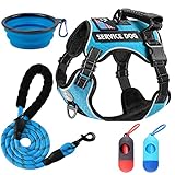 Cymiler Service Dog Vest,No-Pull Dog Harness and Leash Set,Adjustable Oxford Reflective Service Dog Vest Harness with Handle for Outdoor Walking Training,Easy Control for Small Medium Large Dogs