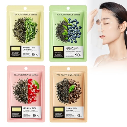 4 piezas máscara de tela hidratante, mascarilla facial hidratante, mascarillas faciales de belleza para mujeres, mascarilla hidratante, mascarilla facial, mascarilla de tela, máscaras, suavizar la