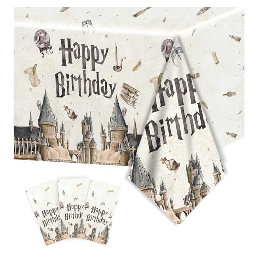 AGoooodySet 3Pcs Magical Wizard Tablecloth Birthday Party Supplies Plastic Disposable Rectangular Watercolor Table Cover Birthday Decorations for Kids 54 * 108 inch