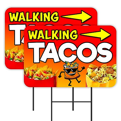 Vista Products Walking Tacos 2 Pack Double-Sided Yard Signs 16"